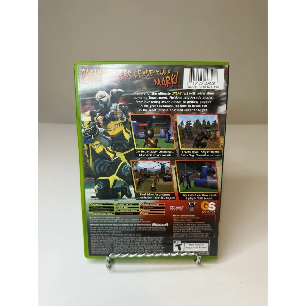 Splat Magazine Renegade Paintball Xbox Game and Case With Manual